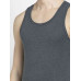 Deep Round Neck Sleeveless Vest - Charcoal Melange & Neon Orange