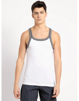 Square Neck Vest with Contoured Armholes - White